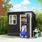 Abrigo de Jardim Exterior 2,55 m² 221x133x190 cm com Janela Porta com Fechadura e Ventilações Cinzento Escuro