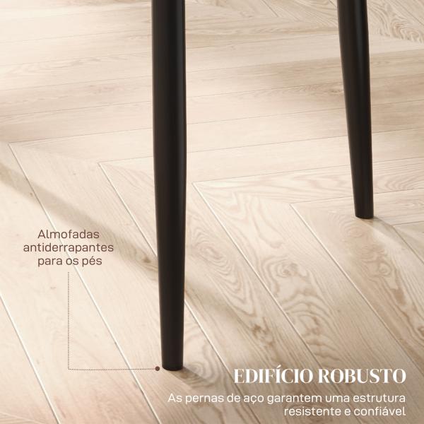 Conjunto de 6 Cadeiras de Sala de Jantar Estofadas em Couro Sintético com Encosto Alto e Pés de Aço 41x50x97cm Preto