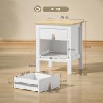 Mesa de Cabeceira Moderna Mesa de Cabeceira com 1 Gaveta Compartimento Aberto Puxador de PU 45x40x55 cm Branco
