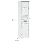 Coluna de Casa de Banho com 2 Portas 1 Gaveta Prateleira Aberta e Prateleiras Ajustáveis 40x30x164 cm Branco