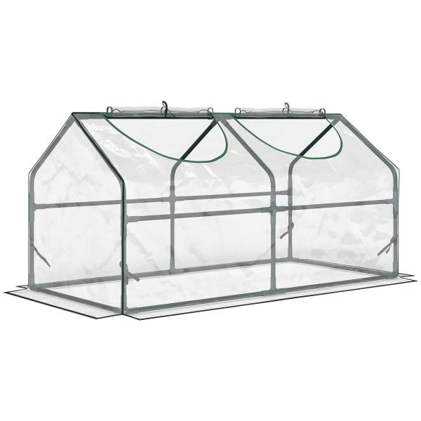 Estufa 119x60x60cm Estufa de Jardim com 2 Janelas Enroláveis para Cultivo de Plantas Verduras Flores Transparente