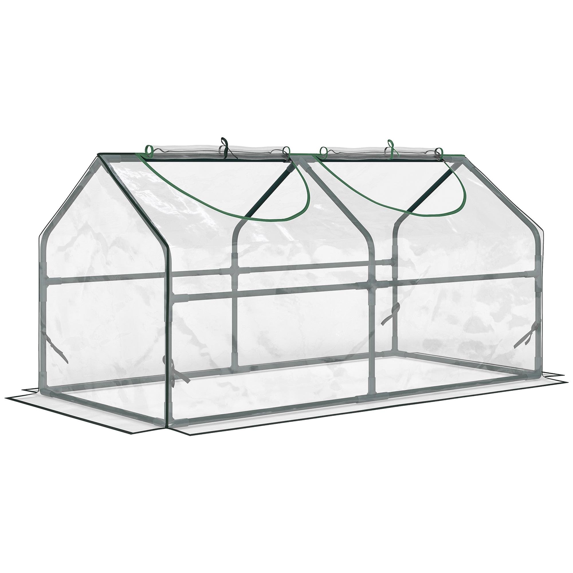 Estufa 119x60x60cm Estufa de Jardim com 2 Janelas Enroláveis para Cultivo de Plantas Verduras Flores Transparente