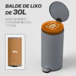 Balde do Lixo para Cozinha com Pedal 30L Cubo de Lixo Metálico com Tampa de Fecho Suave e Balde Removível 36x30x60,5 cm Cinza