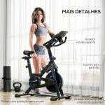Bicicleta Estática com Volante de Inércia 8 kg Ecrã LCD Guiador e Assento Ajustáveis 103x53x110 - 114 cm Azul
