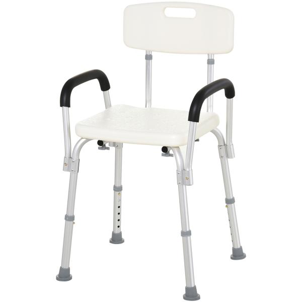Cadeira para Duche Antiderrapante com Altura Ajustável 47x50x87 cm Branco