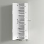 Coluna Casa de Banho de Parede Armário Alto Casa de Banho com Prateleiras Ajustáveis e 2 Portas 40x30x160 cm Branco