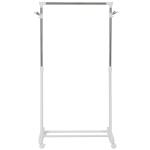 Charriot com Altura Ajustável Cabide com Rodas Portátil Prateleira Inferior Aço 68,5x42x87 - 145cm Branco e Prata