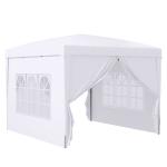 Tenda de Jardim com Paredes Laterais Amovíveis Janelas Porta com Zíper e Bolsa de Transporte 295x295x196 - 258 cm Branco