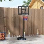 Tabela de Basquetebol com Altura Ajustável 216 - 277 cm Aro de Basquetebol para Exterior com Rodas e Base Recarregável Preto
