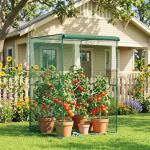 Estufa para Cultivo de Plantas com Porta Enrolável e Estrutura de Aço para Jardim Varanda Pátio 120x120x180 cm Verde