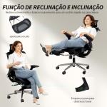 Cadeira de Escritório com Encosto Reclinável e Alto Suporte Lombar Transpirável Apoios de Braço 4D e Encosto de Cabeça Ajustável 67x74x113 - 132 cm Preto