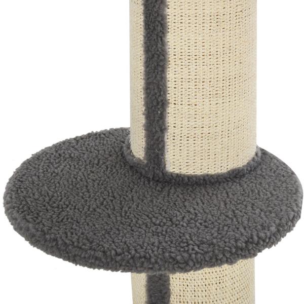 Arranhador para Gatos Altura 91 cm de 3 Níveis com Ninho Plataforma e Poste de Sisal 45x45x91 cm Cinza