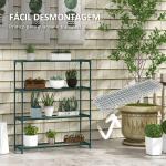 Suporte para Plantas Suporte para Vasos de Plantas de 4 Níveis com Estrutura de Aço 89x28x107 cm Verde Escuro