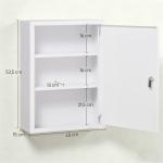 Armário de Parede para Medicamentos de Aço com 3 Prateleiras e 2 Chaves para Casa de Banho 40x15x53,5 cm Branco