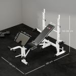 Banco de Musculação Multifuncional Inclinável com Suporte para Barra Ajustável Extensão de Pernas Curl de Predicador 180x134x113 - 136 cm Preto