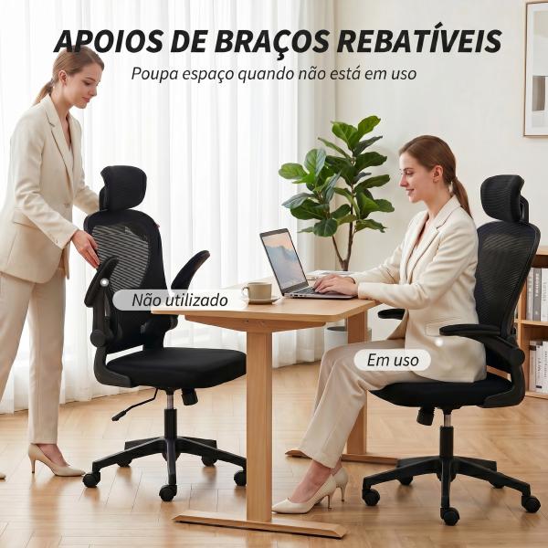 Cadeira de Escritório Giratória com Altura Ajustável Apoio para a Cabeça e Suporte Lombar Ajustáveis 58x63x115 - 125 cm Preto