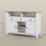 Aparador de Cozinha com 3 Gavetas 2 Armários 2 Prateleiras Abertas e 2 Prateleiras Ajustáveis Estilo Moderno 120x38x81,5 cm Branco