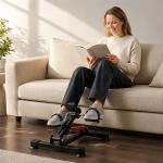 Mini Bicicleta Estática de Exercícios Mini Bicicleta Estática com Altura e Comprimento Ajustáveis Tela LCD Máquina de Pedalar de Mãos e Pernas 33 - 43x40x24,5 - 34,5 cm Preto