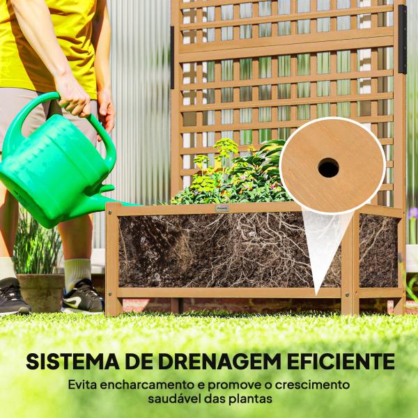 Floreira com Treliça de Madeira Caixa de Plantio com Suporte para Plantas Trepadeiras 90x45x183cm Madeira