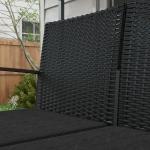 Conjunto Móveis de Jardim de Vime Sintético com 2 Poltronas Individuais 1 Sofá Duplo e 2 Mesas de Centro Preto