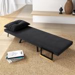 Poltrona Convertível em Cama Poltrona 3 em 1 Convertível em Cama com Encosto Ajustável em 5 Níveis 63x73x81 cm Preto