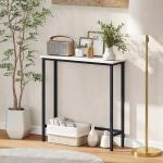Mesa Consola Moderna Consola Estreita com Superfície com Efeito Mármore e Estrutura de Metal 75x24x76 cm Branco e Preto