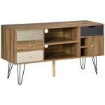 Móvel de TV com Prateleira de Armazenamento 4 Gavetas e Pés de Metal para Televisores de até 50 Polegadas 120x39x64cm Marrom