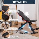 Banco de Musculação Dobrável com Extensão de Perna e Banda de Resistência 130x34x48 - 109 cm Preto