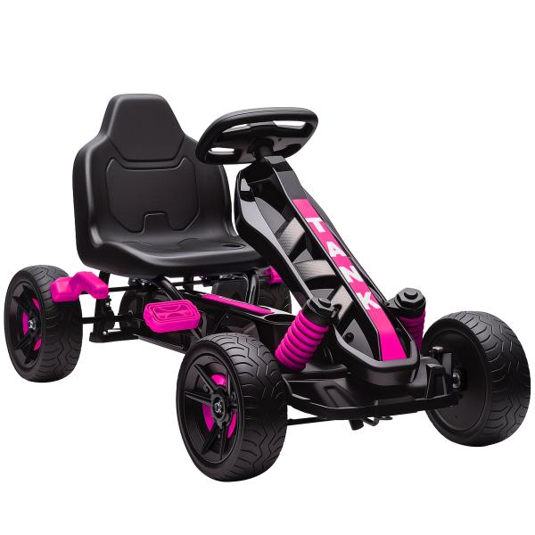 Kart a Pedais para Crianças com Embraiagem Automática Travão e Rodas Antiderrapantes em EVA 100x59x60,5 cm Rosa