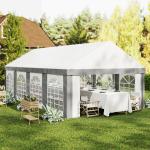 Tenda para Festa 4x8 m Tenda de Jardim com Paredes Removíveis Portas e Janelas Anti - UV para Casamento e Eventos Cinzento