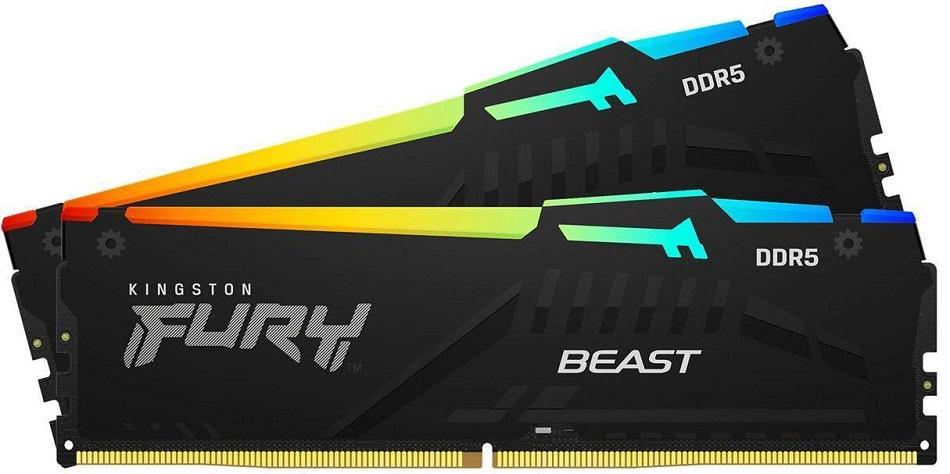 Memória RAM DIMM Fury Beast RGB 64GB (2x32GB) DDR5 - 5600MHz (AMD Expo/Intel XMP) CL40 - KINGSTON