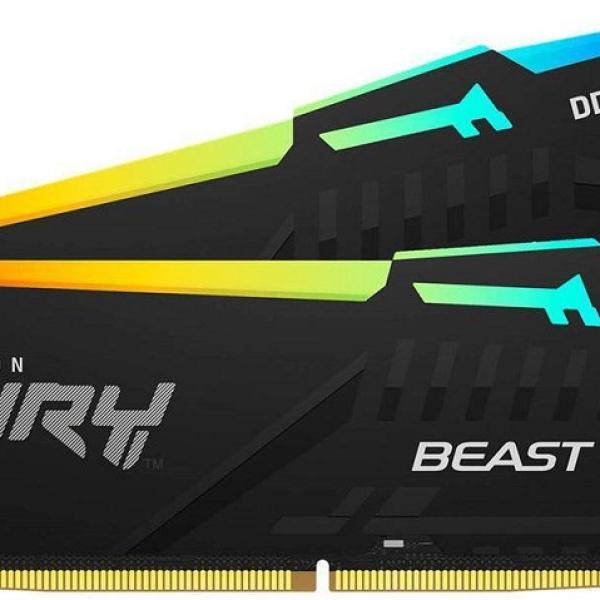 Memória RAM DIMM Fury Beast RGB 64GB (2x32GB) DDR5 - 6000MHz (AMD Expo/Intel XMP) CL30 - KINGSTON