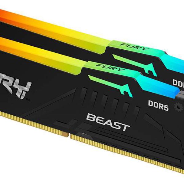 Memória RAM DIMM Fury Beast RGB 64GB (2x32GB) DDR5 - 6000MHz (AMD Expo/Intel XMP) CL36 - KINGSTON
