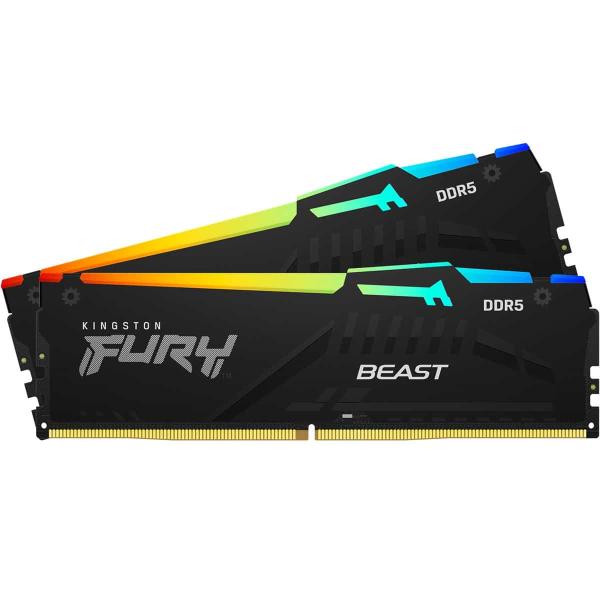 Memória RAM Kingston Fury Beast RGB (AMD Expo) 64GB (2x32GB) DDR5 - 6000MHz 2R CL36 Preta — Recondicionada