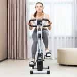 Bicicleta Estática Dobrável Silenciosa com 8 Níveis de Resistência, Monitor LCD, Assento Ajustável e Rodas, Branca