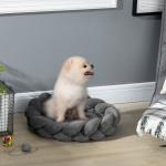 Cama para Cães Pequenos Lavável Cama para Animais de Estimação Redonda com Almofada Independente 55x55x14 cm Cinza