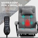 Cadeira de Escritório com 6 Pontos de Massagem 5 Modos Reclinável 155° com Função de Aquecimento 66x76x112 - 120 cm Cinza