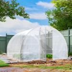 Estufa de Túnel 395x295x195 cm Estufa de Jardim com 2 Portas Estufa para Horticultura com Teto Arredondado Transparente