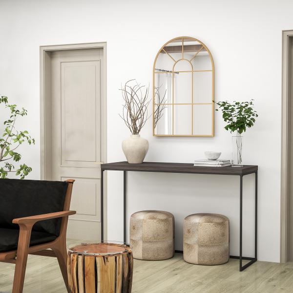 Espelho Decorativo de Parede 60x91 cm Espelho em Forma de Arco de Metal Estilo Moderno Dourado