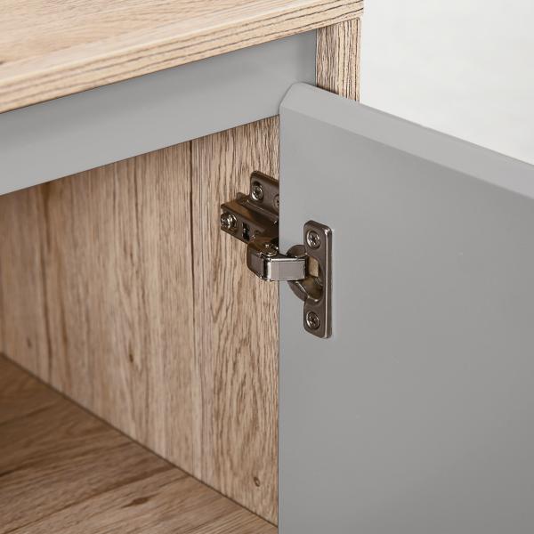 Móvel para Lavatório Casa de Banho com Porta Dupla e Prateleira Ajustável Carga 50kg 60x30x59,8 cm Carvalho e Cinza