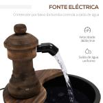 Fonte de Água de Madeira Fonte de Jardim em Cascata com Bomba Elétrica e Saída de Água Ajustável para Decoração 27x27x37 cm Madeira