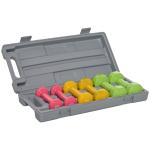 Conjunto de Halteres de 6 Peças Total de 6 kg, 2x1,5 kg, 2x1 kg e 2x0,5 kg, Halteres Hexagonais com Revestimento de PU com Mala para Exercícios em Casa, Ginásio, Multicolor