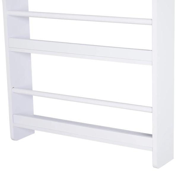 Estante de Parede para Livros com 4 Prateleiras Estante de Livros para Escritório Dormitório Entrada Carga Máxima 30 kg 56x12x113 cm Branco