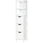Armário Casa de Banho Estreito com 3 Gavetas e 2 Prateleiras Abertas Estilo Moderno 30x30x141,6 cm Branco