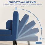 Sofá Cama Individual Dobrável com Encosto Ajustável em 5 Níveis Almofada e Estofado em Linho Sintético 75x70x75 cm Azul