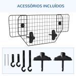 Grade de Segurança de Carro para Cães Universal Grade de Segurança para Cães com Largura Ajustável 90 - 120x40,5cm Preto
