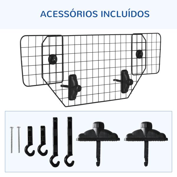 Grade de Segurança de Carro para Cães Universal Grade de Segurança para Cães com Largura Ajustável 90 - 120x40,5cm Preto