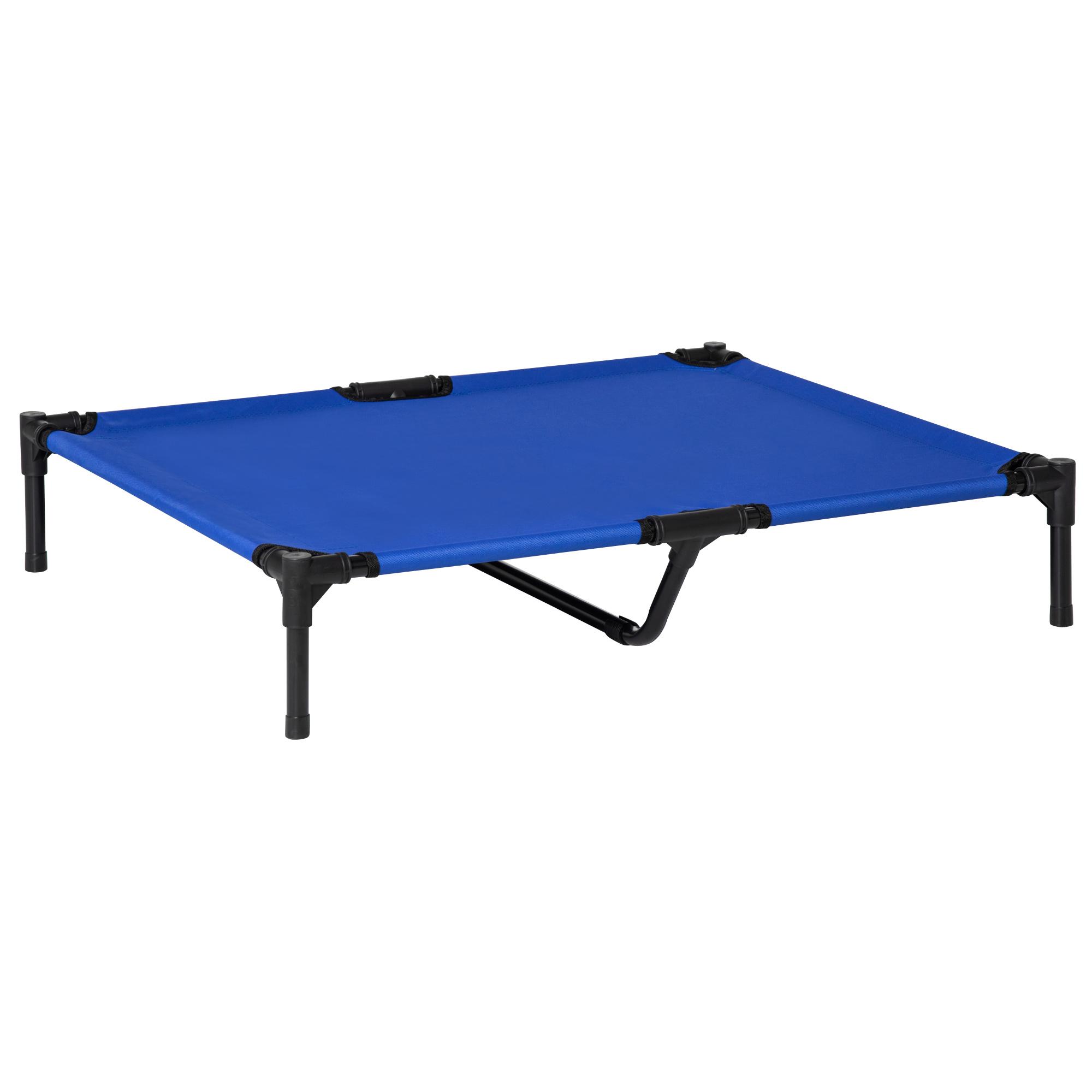 Cama Elevada para Cães com Tecido Oxford e Estrutura de Metal para Interior e Exterior 92x76x18 cm Azul