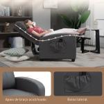 Poltrona de Massagem Reclinável com 2 Zonas de Massagem 8 Programas e 5 Níveis de Intensidade 68x88x98 cm Cinzento