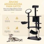 Árvore Arranhador para Gatos Grande Altura 153cm Torre de Escalada para Gatos com Caverna Redes Plataformas Postes Arranhadores de Sisal e Bola Suspensa Cinza Escuro